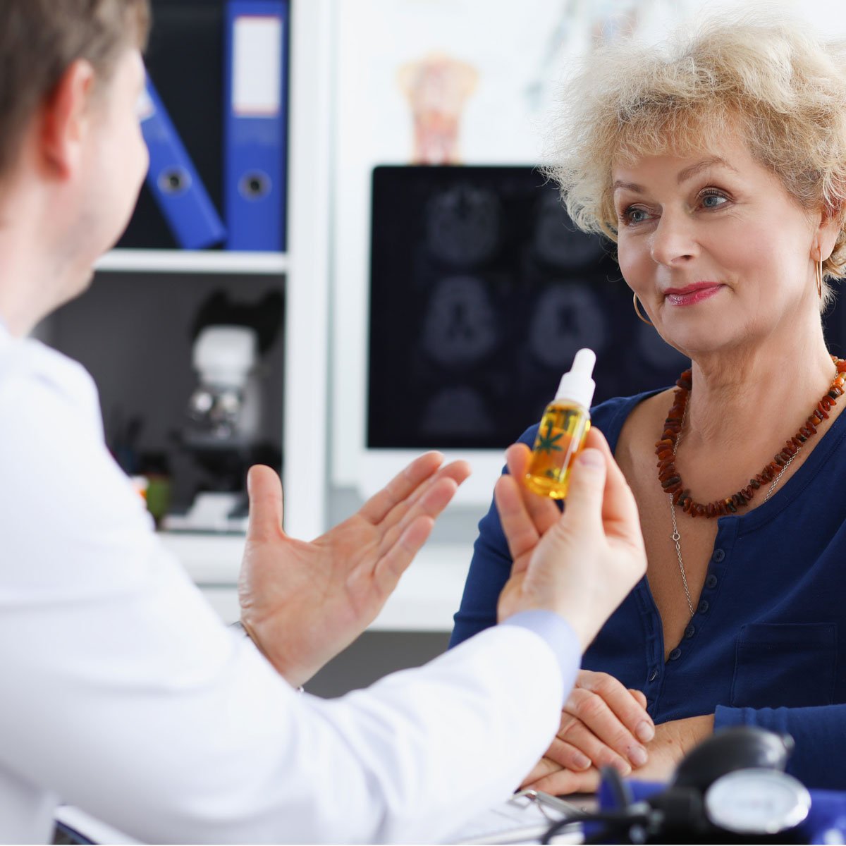 Patient receiving advice about medical cannabis from a physician